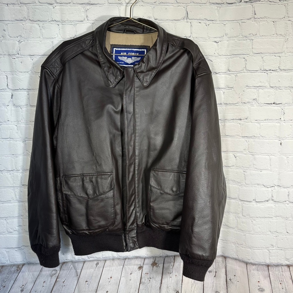 Airborne Leathers Mens A-2 Bomber Jacket Brown Leather Flight Jacket Large